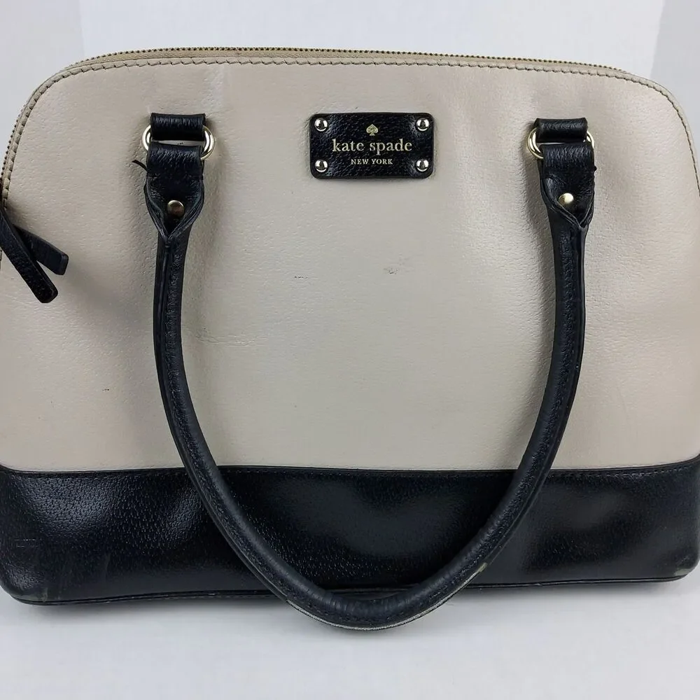 Kate Spade NY Domed Two Tone Leather Satchel Handbag Purse